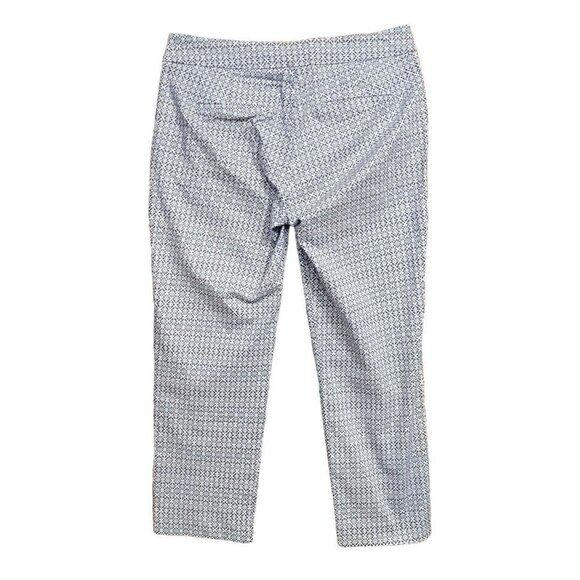Jones & Co White with Navy Blue & Green Pattern Women's Casual Pants, Size 4 - Picture 4 of 6